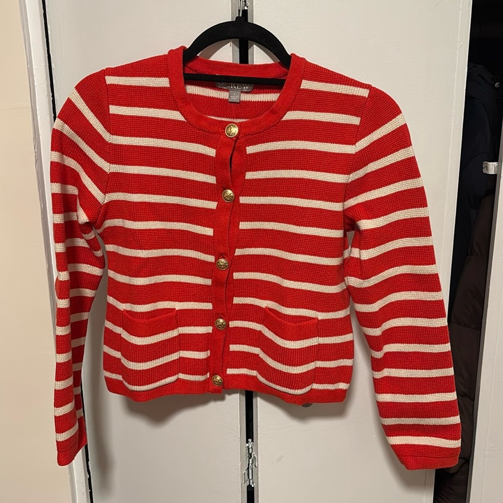 J.Crew Emilie Sweater Red/Cream Size S